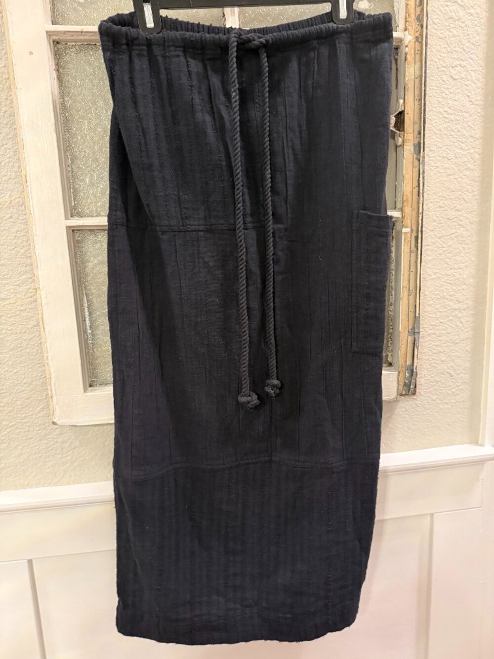 NWT Free People Black High-Waisted Cotton Midi Skirt Small